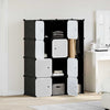 vidaXL Modular Wardrobe with 9 Compartments 109x36.5x143 cm Black and White