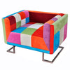 vidaXL Sillón Cúbico de Tela Patchwork, Patas Cromadas, 85,5 x 63 x 74 cm, Multicolor