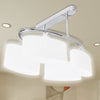 Lampada da Soffitto Moderna con 4 Paralumi Ellissoidali in Vetro Cromato E14-