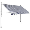 Tenda da Sole Retrattile Manuale con LED, Larghezza 250 cm, Blu e Bianca