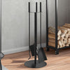 Set di Attrezzi per Camino vidaXL 4 Pezzi in Acciaio - Nero (22x59 cm)