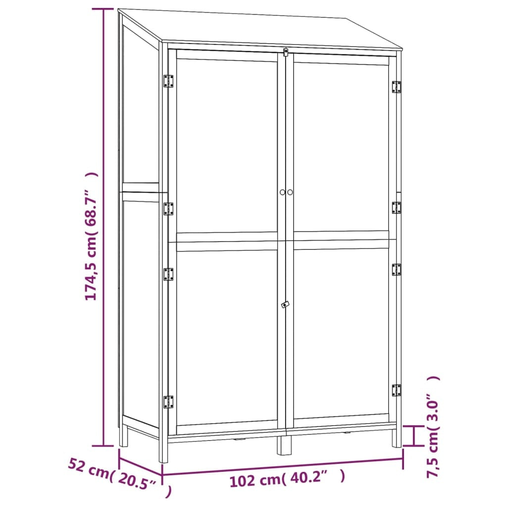 vidaXL Solid Fir Wood Garden Shed 102x52x174.5 cm Brown - Image 37 of 250