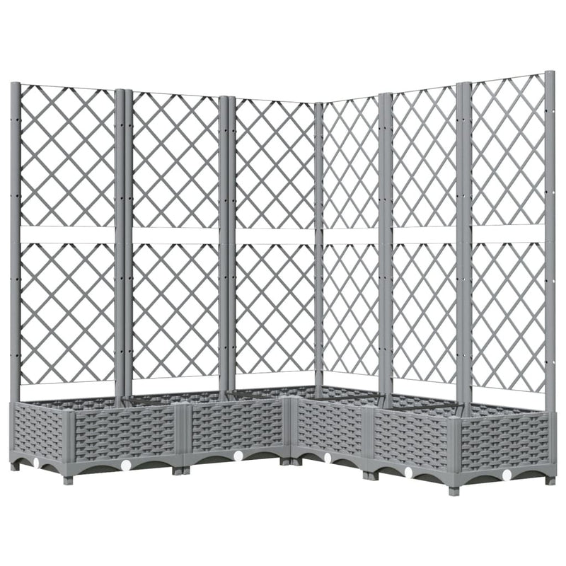 vidaXL Planter with Trellis, PP, 120x120x121.5 cm, Light Grey - Image 2 of 16