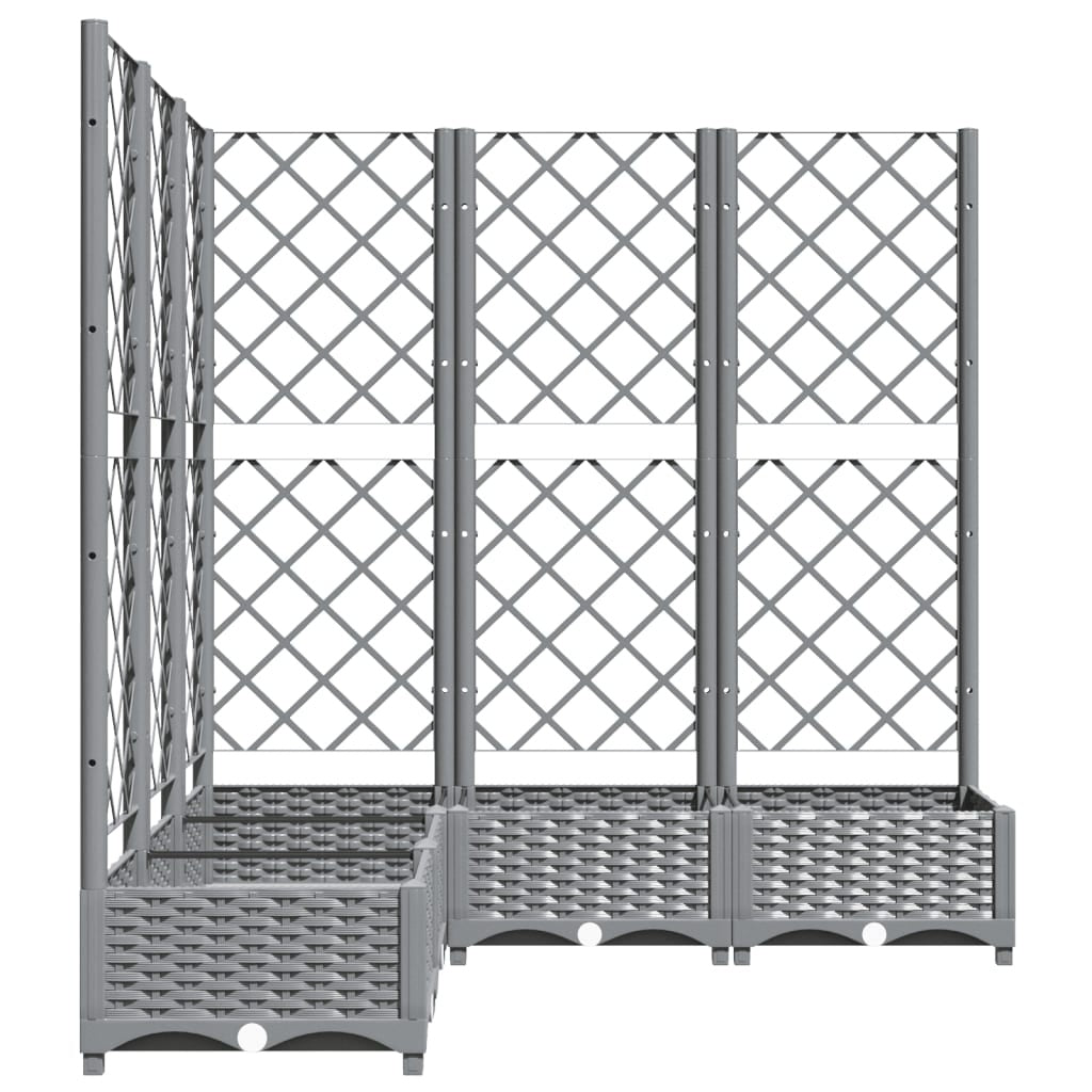 vidaXL Planter with Trellis, PP, 120x120x121.5 cm, Light Grey - Image 12 of 16