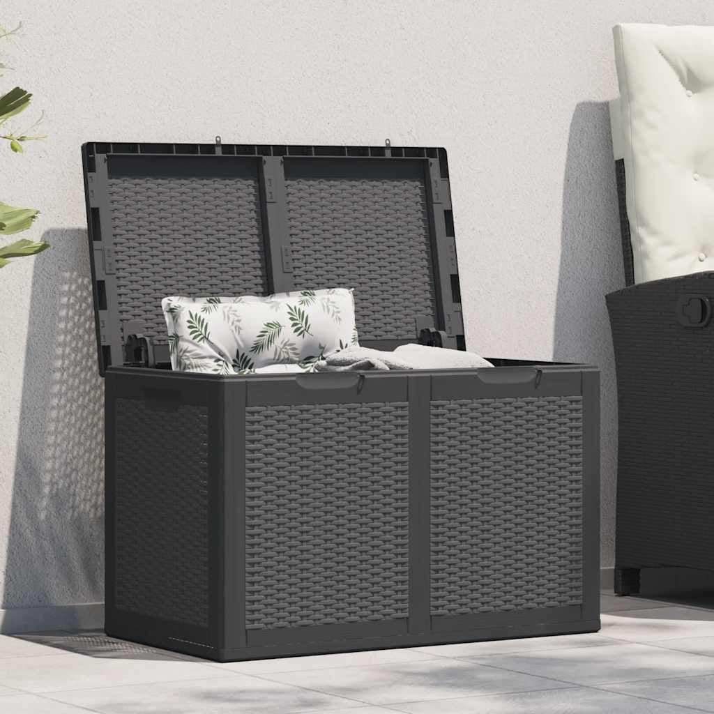 vidaXL Baule da Giardino PP Effetto Rattan 180 L Nero 80,5 x 44,5 x 51 cm - Image 10 of 10