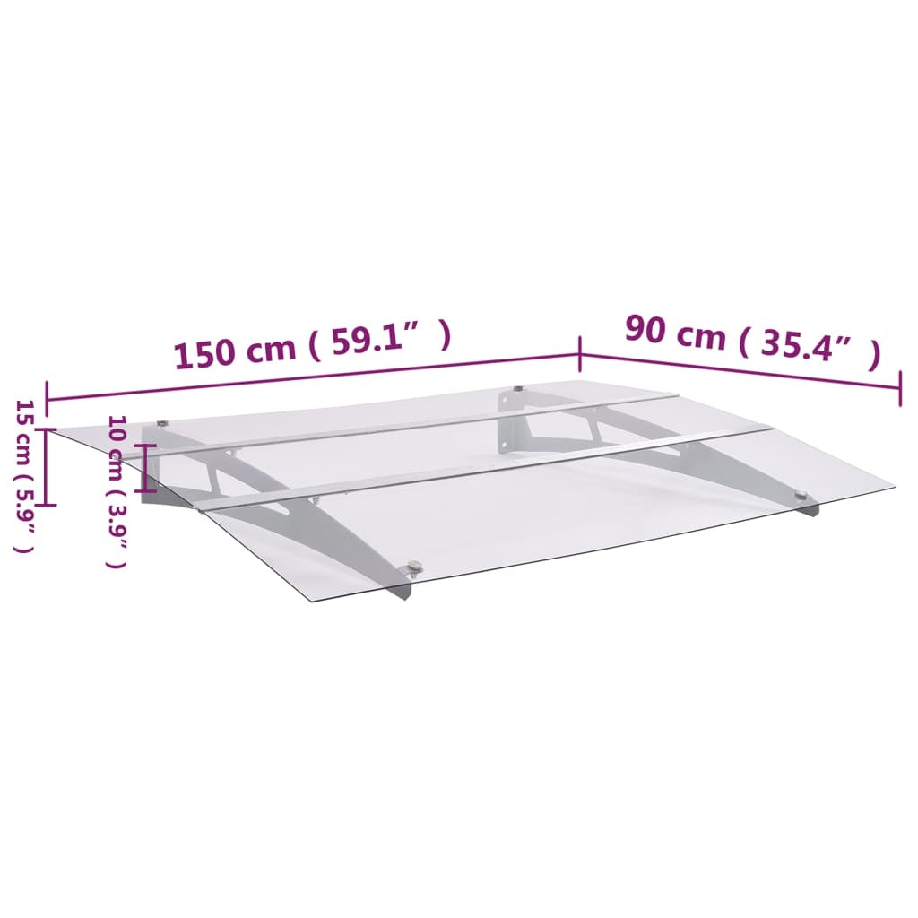 vidaXL Door Canopy, 150x90 cm, PET and Steel, Silver and Transparent - Image 84 of 228