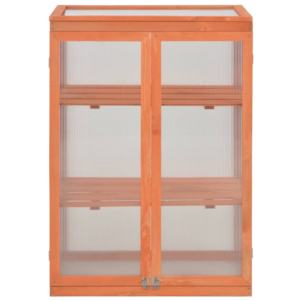 vidaXL Invernadero de Madera Maciza y Policarbonato 75x47x109 cm Marrón - Image 49 of 58