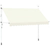 vidaXL Manual Retractable Awning 250 cm Polyester PU and Steel, Cream - Image 4 of 15