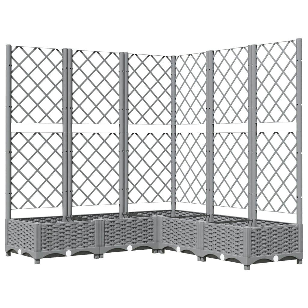 vidaXL Planter with Trellis, PP, 120x120x121.5 cm, Light Grey - Image 4 of 16