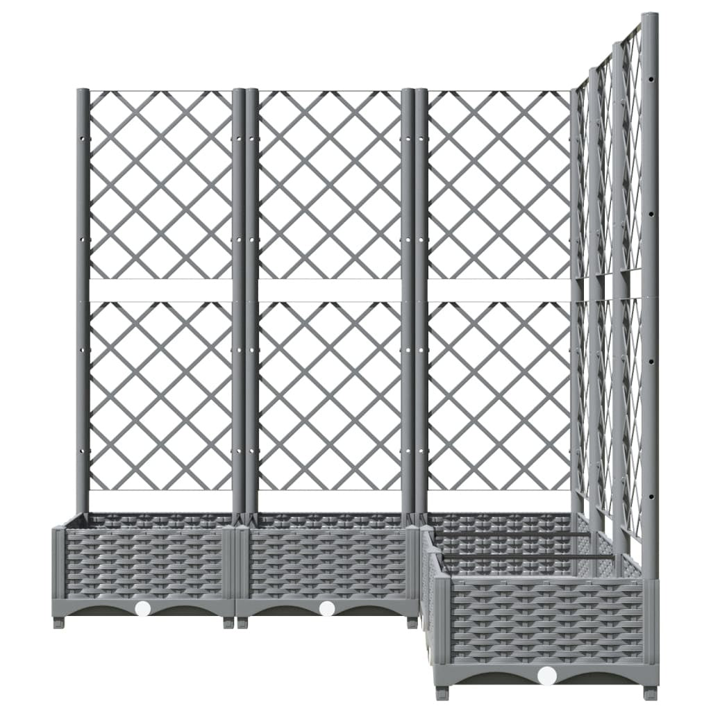 vidaXL Planter with Trellis, PP, 120x120x121.5 cm, Light Grey - Image 5 of 16