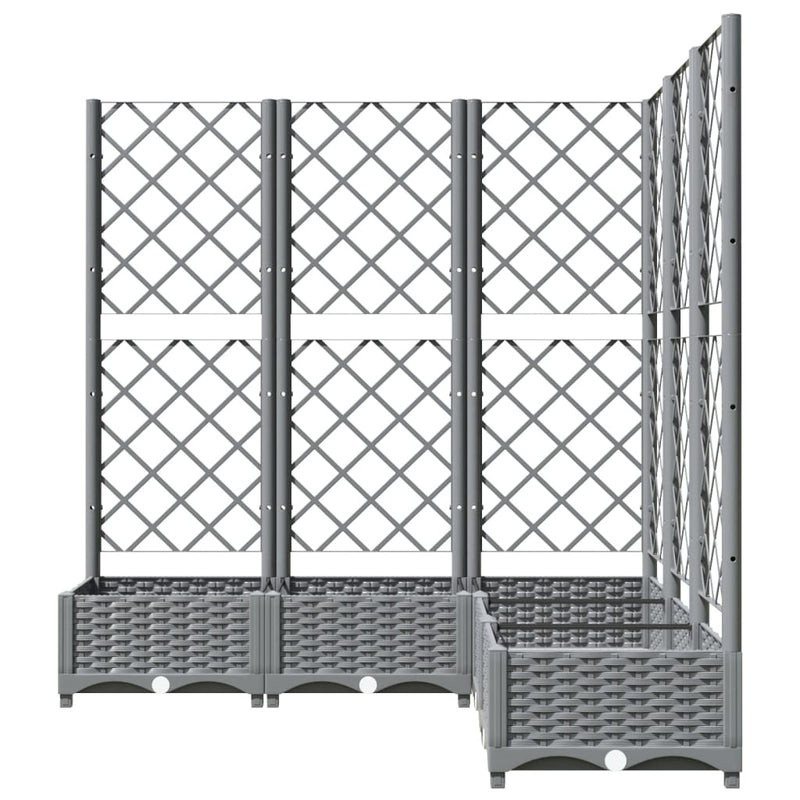 vidaXL Planter with Trellis, PP, 120x120x121.5 cm, Light Grey - Image 5 of 16
