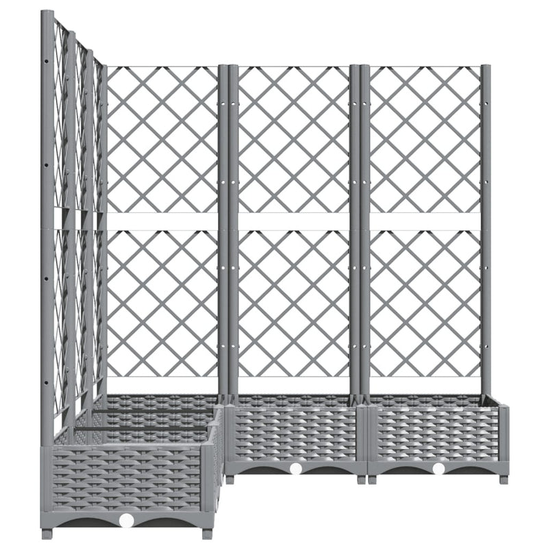 vidaXL Planter with Trellis, PP, 120x120x121.5 cm, Light Grey - Image 7 of 16