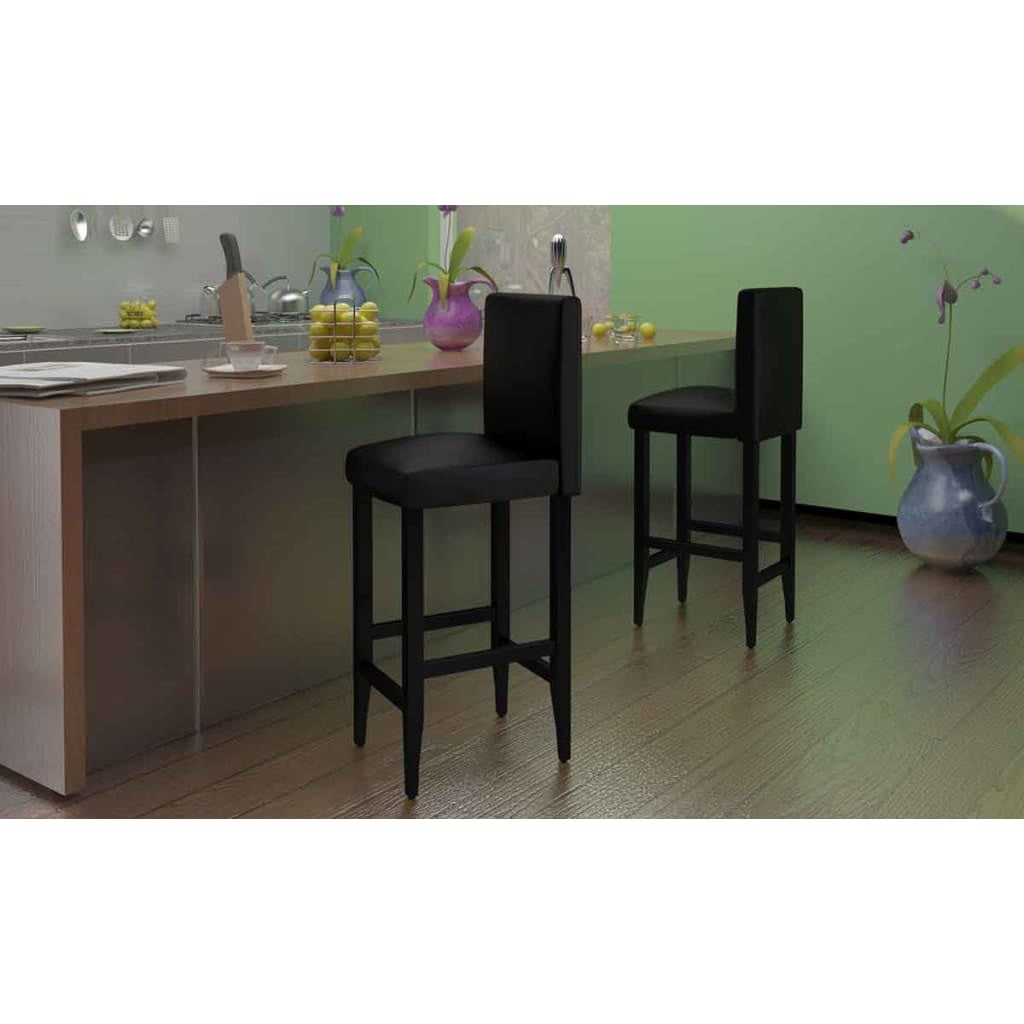 Sgabelli da Bar in Similpelle, set da 6, 41×45×108 cm, Neri - Image 3 of 9