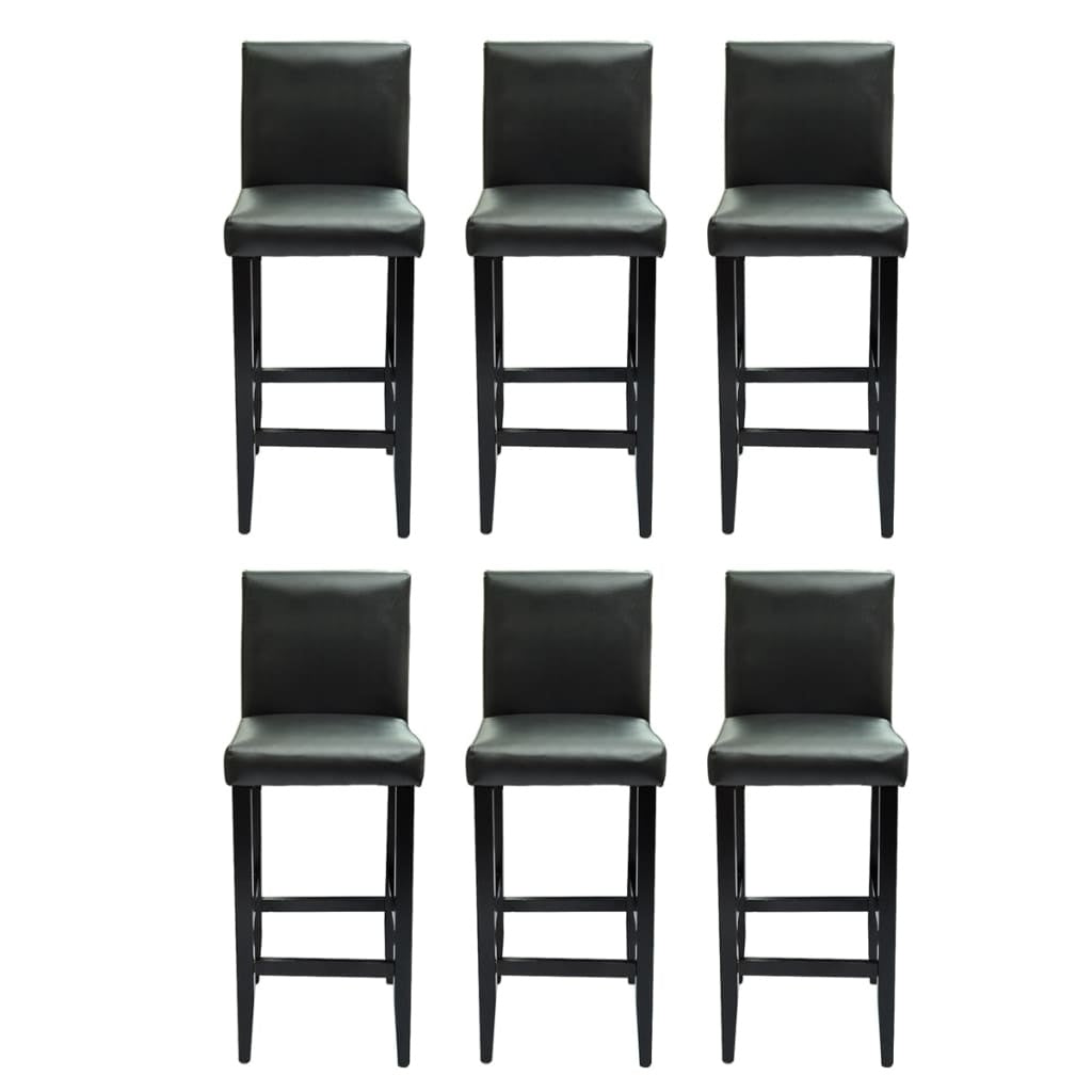 Sgabelli da Bar in Similpelle, set da 6, 41×45×108 cm, Neri - Image 4 of 9