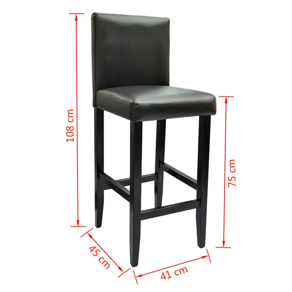 Sgabelli da Bar in Similpelle, set da 6, 41×45×108 cm, Neri - Image 6 of 9
