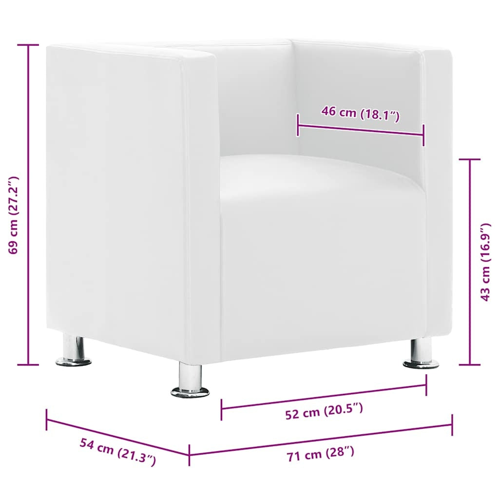 Poltrona a Pozzetto in Similpelle 71×54×69 cm Bianca - Image 7 of 11