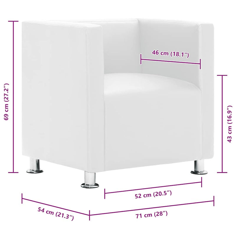 Poltrona a Pozzetto in Similpelle 71×54×69 cm Bianca - Image 7 of 11