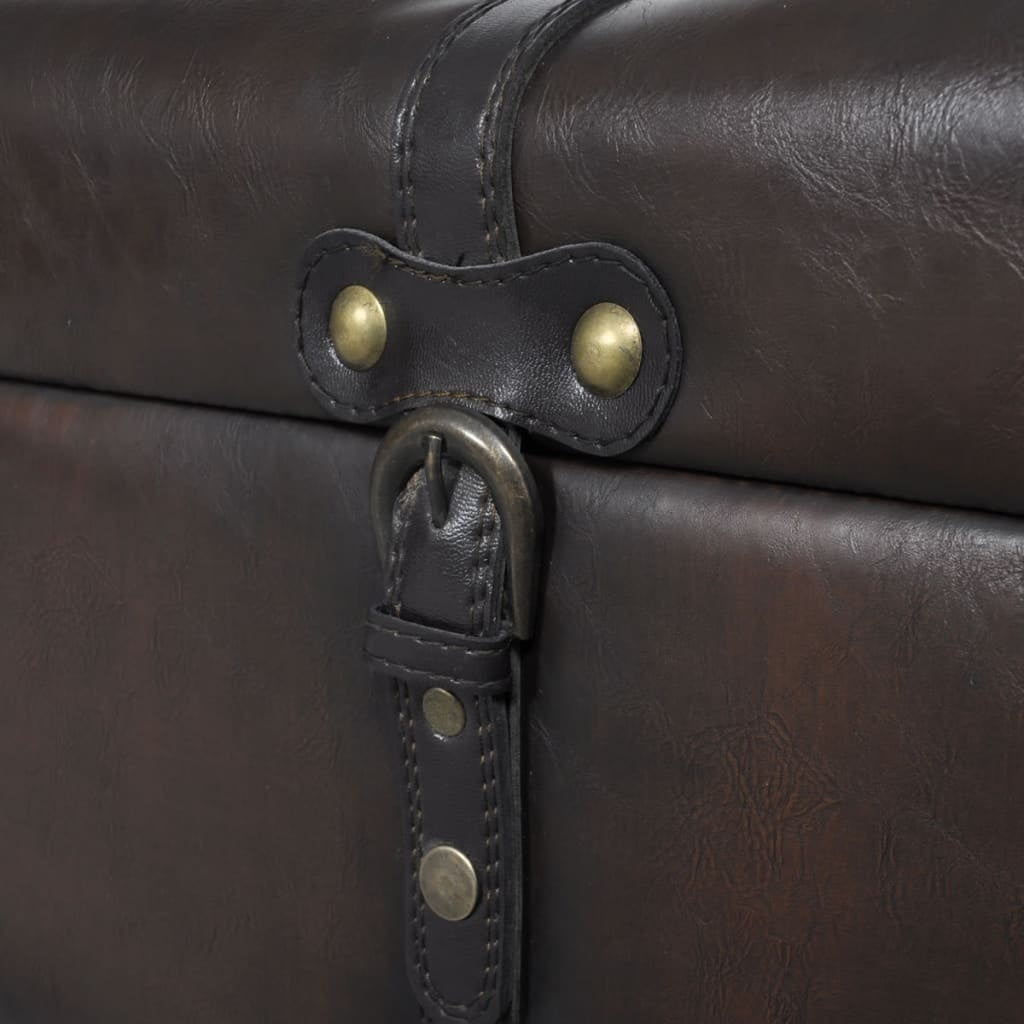 Cassapanca Set 3 pz in Legno di Pino Massello e PU, Panca 112×36×42,5 cm, Marrone - Image 2 of 19