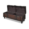 Cassapanca Set 3 pz in Legno di Pino Massello e PU, Panca 112×36×42,5 cm, Marrone - Image 6 of 19
