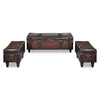 Cassapanca Set 3 pz in Legno di Pino Massello e PU, Panca 112×36×42,5 cm, Marrone - Image 14 of 19