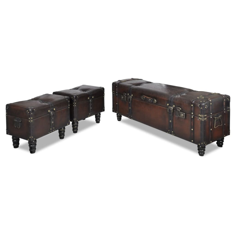 Cassapanca Set 3 pz in Legno di Pino Massello e PU, Panca 112×36×42,5 cm, Marrone - Image 15 of 19