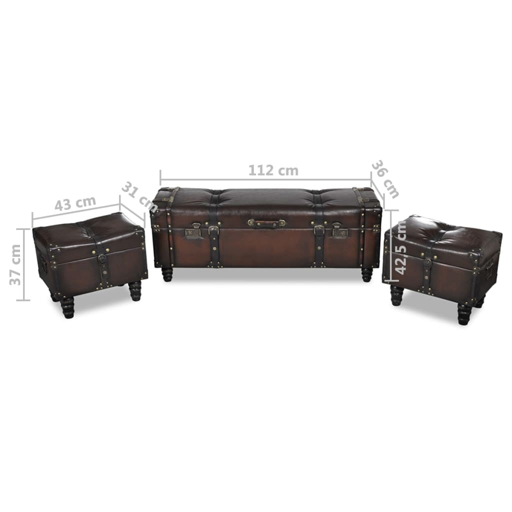Cassapanca Set 3 pz in Legno di Pino Massello e PU, Panca 112×36×42,5 cm, Marrone - Image 17 of 19