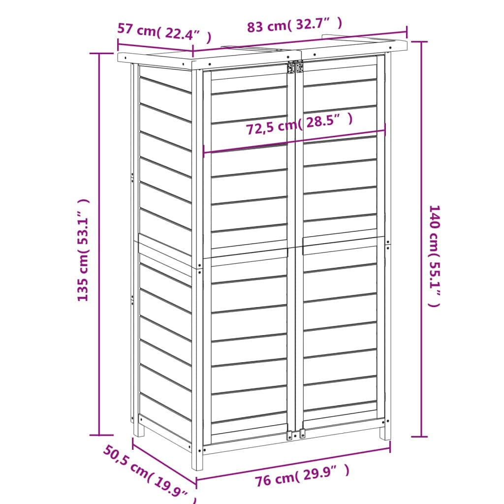 Rimessa da Giardino in Legno Massello di Pino 83×57×140 cm Moka - Image 15 of 18