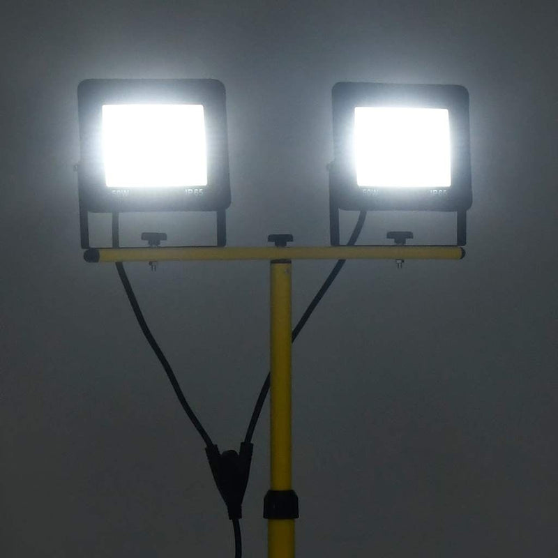 Faretto a LED con Treppiede 2×50 W, 7000 lm, Altezza Regolabile (79-172,5) cm, Nero/Giallo - Image 4 of 34