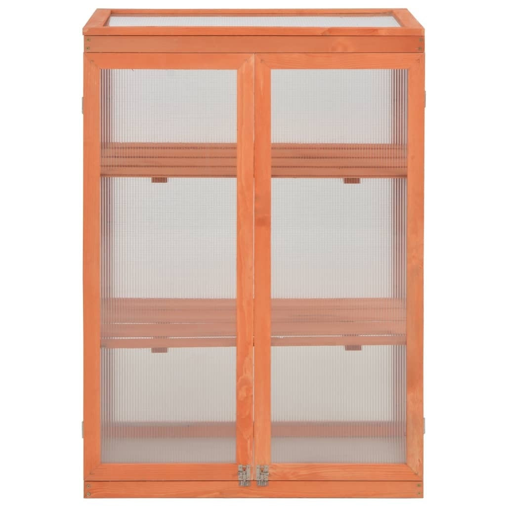 vidaXL Invernadero de Madera Maciza y Policarbonato 75x47x109 cm Marrón - Image 2 of 58