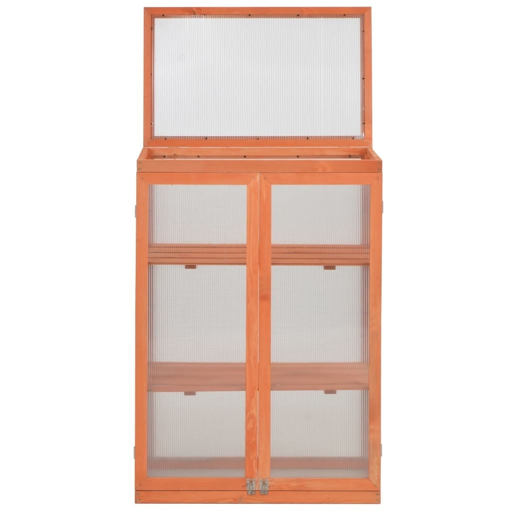 vidaXL Invernadero de Madera Maciza y Policarbonato 75x47x109 cm Marrón - Image 6 of 58