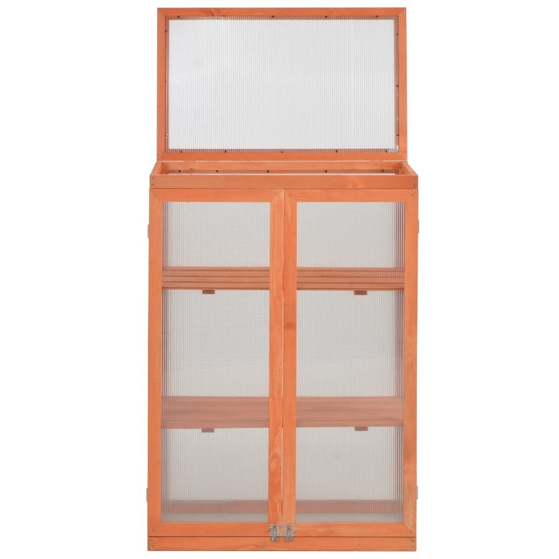 vidaXL Invernadero de Madera Maciza y Policarbonato 75x47x109 cm Marrón - Image 6 of 58