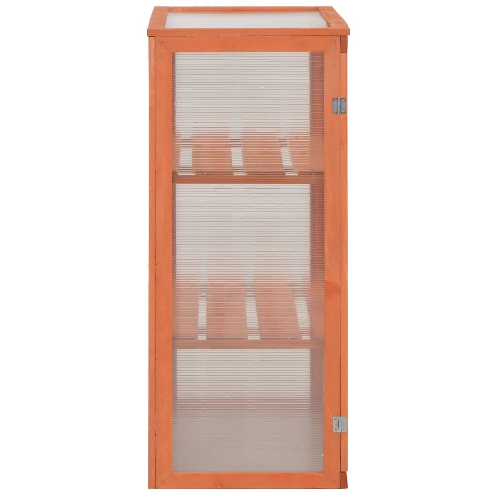 vidaXL Invernadero de Madera Maciza y Policarbonato 75x47x109 cm Marrón - Image 7 of 58