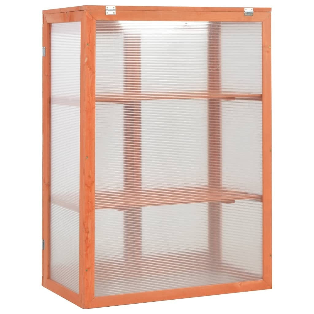 vidaXL Invernadero de Madera Maciza y Policarbonato 75x47x109 cm Marrón - Image 11 of 58