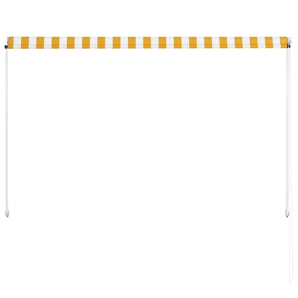 vidaXL Retractable Awning Steel/Polyester 200x150 cm Yellow and White - Image 7 of 33
