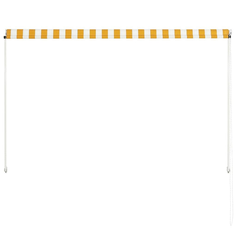 vidaXL Retractable Awning Steel/Polyester 200x150 cm Yellow and White - Image 7 of 33