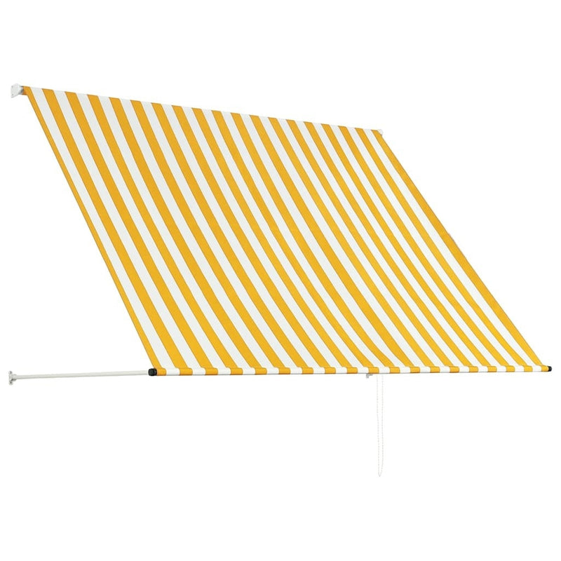 vidaXL Retractable Awning Steel/Polyester 200x150 cm Yellow and White - Image 22 of 33
