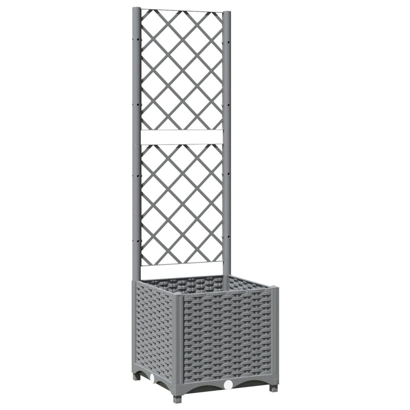 Fioriera da Giardino con Graticcio PP 40×40×136 cm Grigio Chiaro - Image 6 of 26