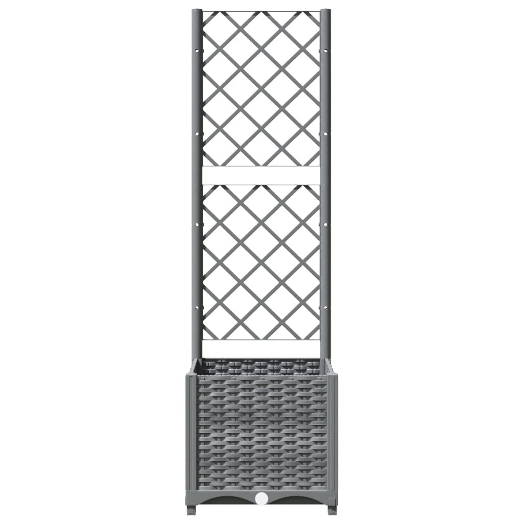 Fioriera da Giardino con Graticcio PP 40×40×136 cm Grigio Chiaro - Image 7 of 26