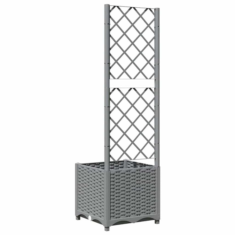 Fioriera da Giardino con Graticcio PP 40×40×136 cm Grigio Chiaro - Image 10 of 26