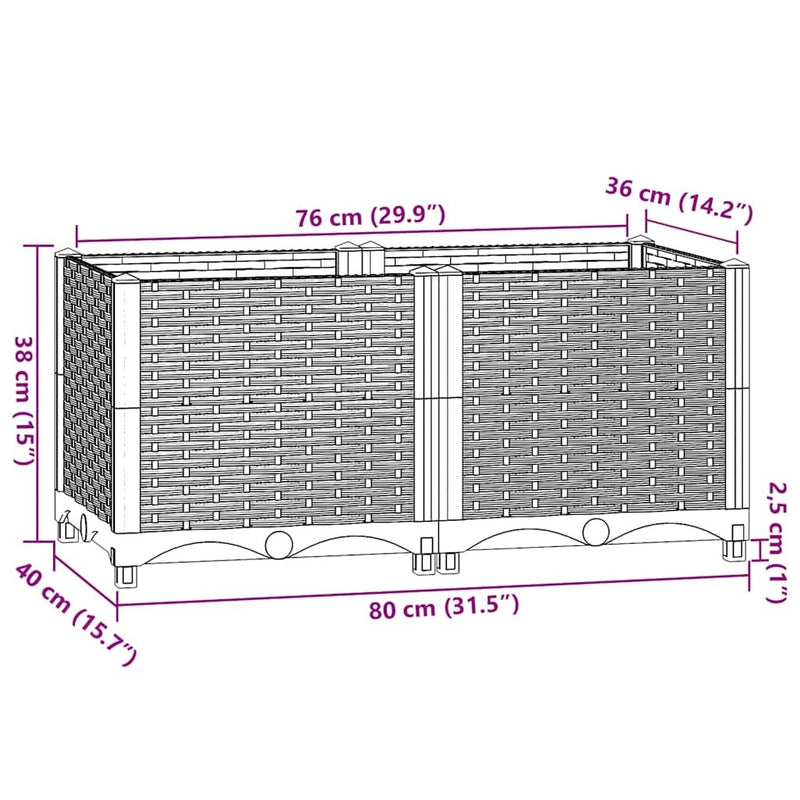 Fioriera Rialzata 80×40×38 cm in Polipropilene - Image 25 of 60
