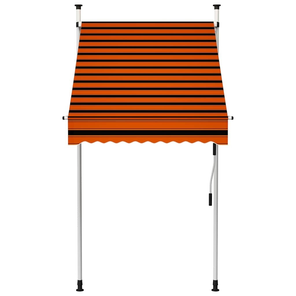 vidaXL Manual Retractable Awning, 100 cm Width, Orange and Brown - Image 5 of 30