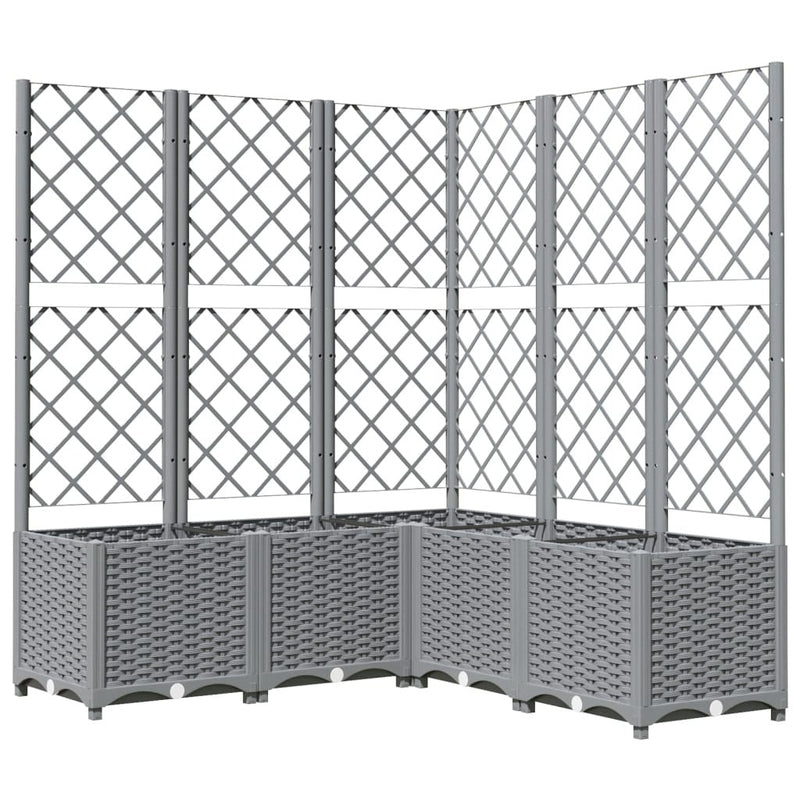 Fioriera Giardino con Graticcio PP 120×40×136cm Grigio Chiaro - Image 4 of 18