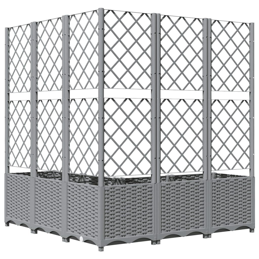 Fioriera Giardino con Graticcio PP 120×40×136cm Grigio Chiaro - Image 7 of 18