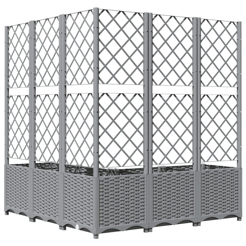 Fioriera Giardino con Graticcio PP 120×40×136cm Grigio Chiaro - Image 7 of 18