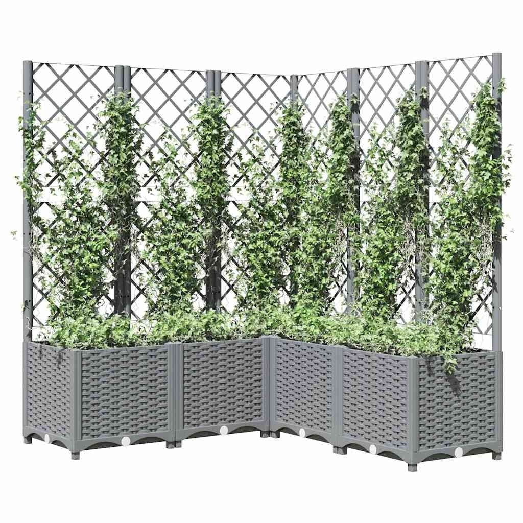 Fioriera Giardino con Graticcio PP 120×40×136cm Grigio Chiaro - Image 15 of 18