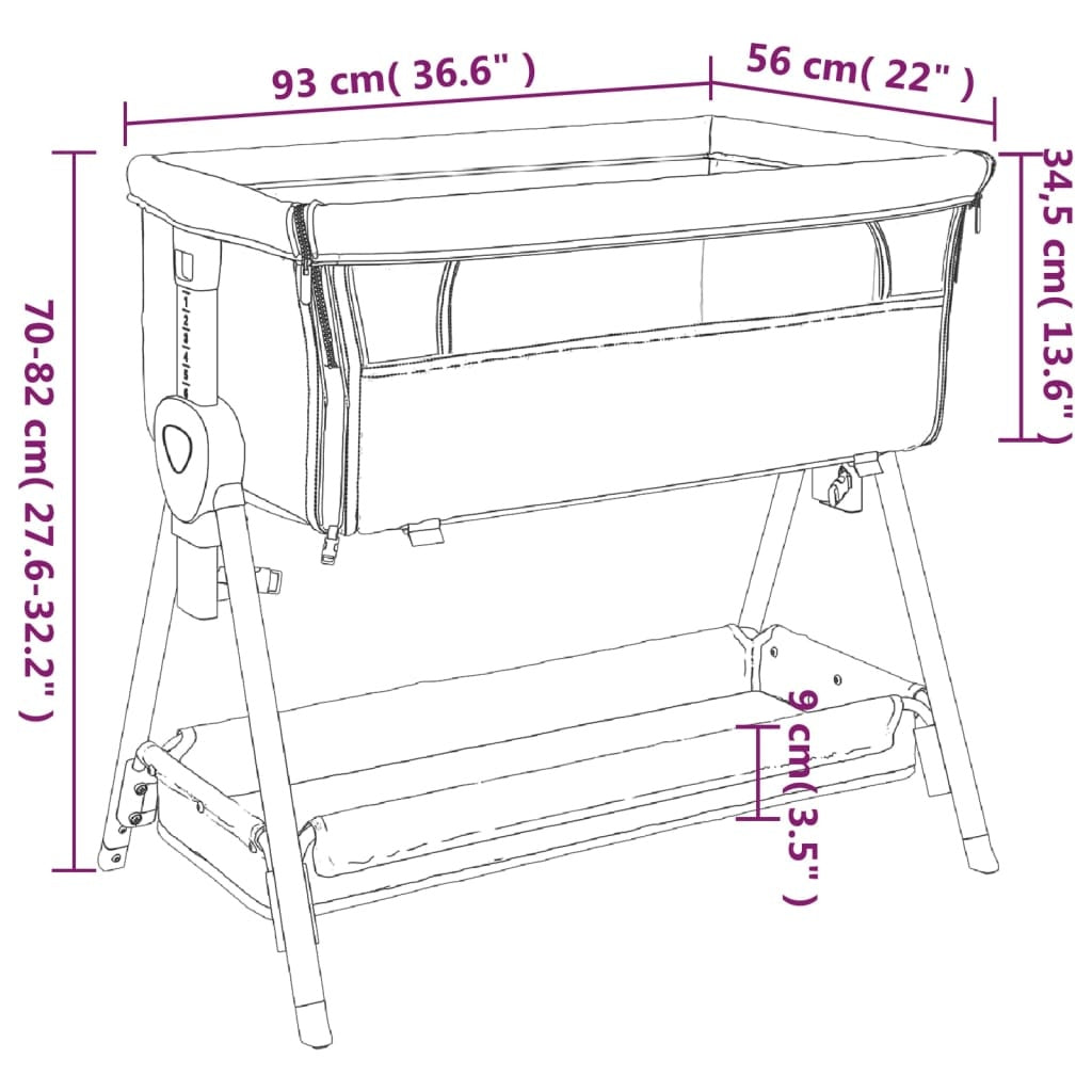 Lettino per Bambini con Materasso in Tessuto di Lino 93×56 cm Tortora - Image 29 of 37