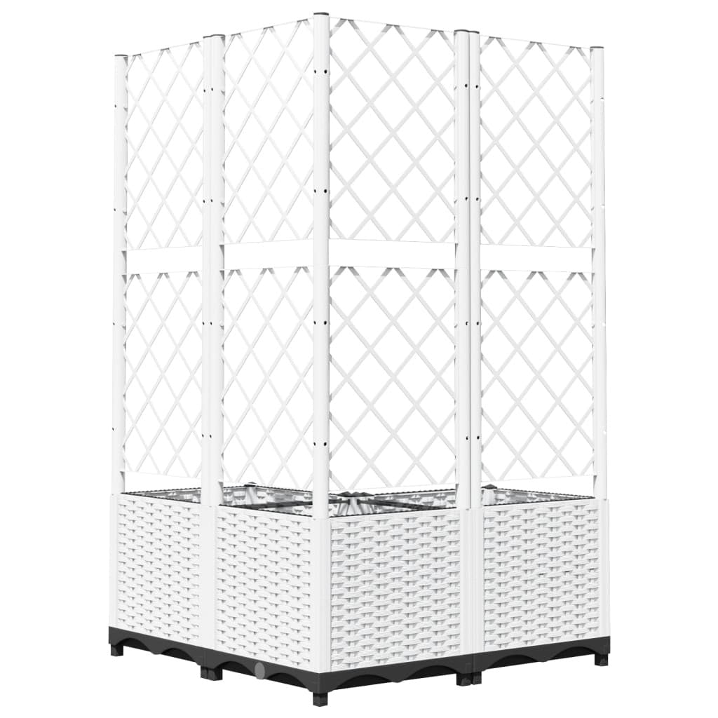 Fioriera da Giardino con Graticcio in PP 80×80×136 cm Bianca - Image 19 of 52
