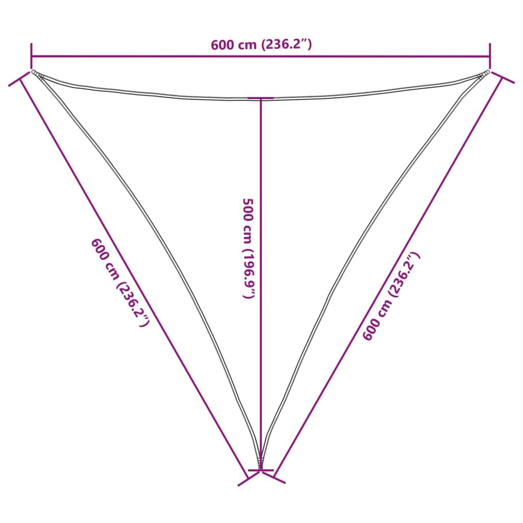 Parasole a Vela Triangolare in Tessuto Oxford Rivestito PU 6×6×6 m Antracite - Image 29 of 40