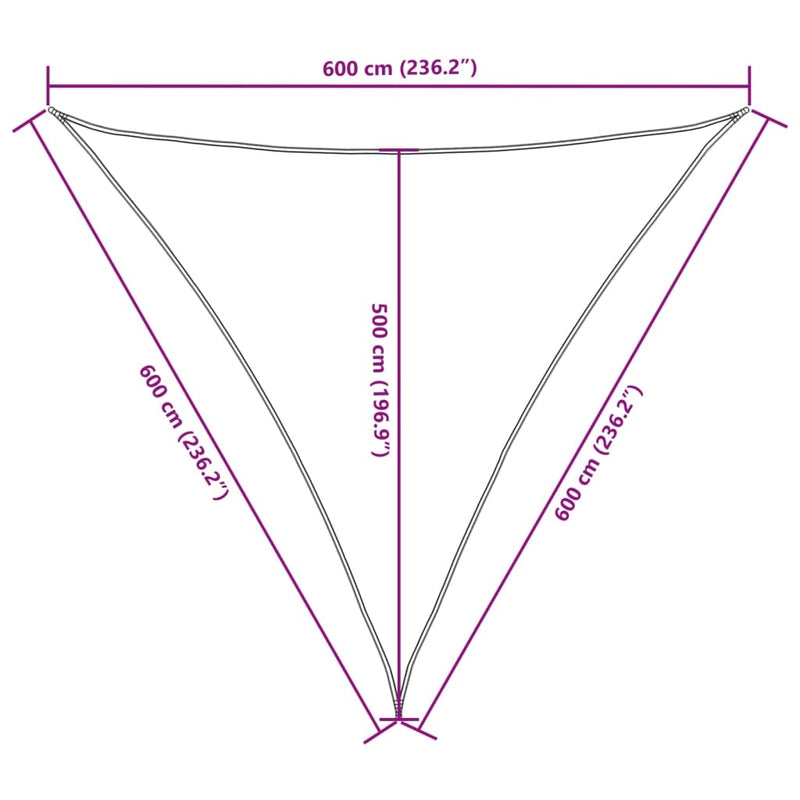 Parasole a Vela Triangolare in Tessuto Oxford Rivestito PU 6×6×6 m Antracite - Image 29 of 40