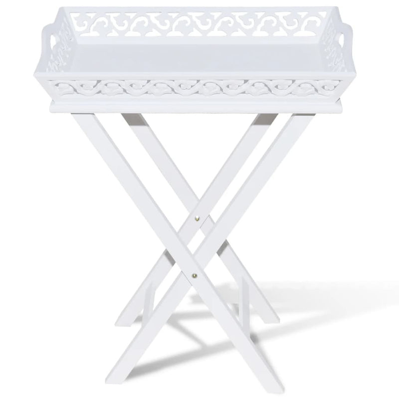 Tavolino Laterale con Vassoio Removibile Altezza 72,5 cm Bianco - Image 7 of 19